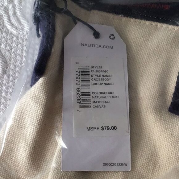 Nautica Navy Cream Canvas Tote NEW - Picture 6 of 9